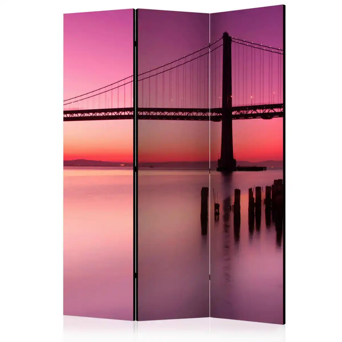 Bild 1 von artgeist Paravent, Schwarz, Violett, Holz, Textil, Kiefer, massiv, Skyline, 135x172x3 cm, Motiv auf Vorder- und Rückseite, Wohnzimmer, Raumteiler & Paravents, Paravents