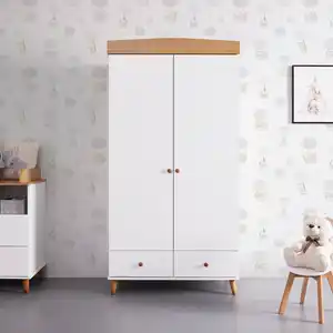 Kleiderschrank Lou ca.100 x 194 cm Kiefer teilmassiv, Weiß, Kieferfarben