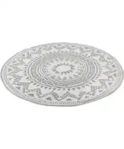 Runder Outdoor-Teppich, grau bedruckt
