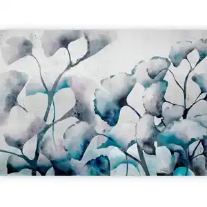artgeist Fototapete, Pastellblau, Grauweiß, Textil, Blätter, 100x70 cm, CE, Tapeten & Wandverkleidungen, Fototapeten