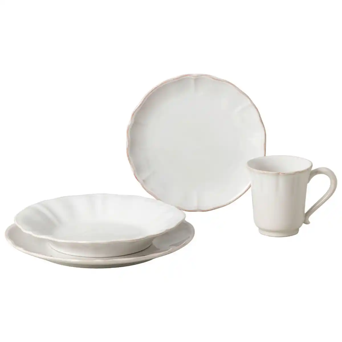 Bild 1 von Costa Nova Kombiservice Alentejo, Weiß, Keramik, 4-teilig, 400 ml, Handmade in Europe, Essen & Trinken, Geschirr, Geschirr-Sets, Kombiservice