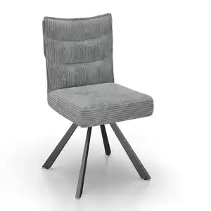 Stuhl Fina Grau Cord Drehbar Gepolstert, Grau
