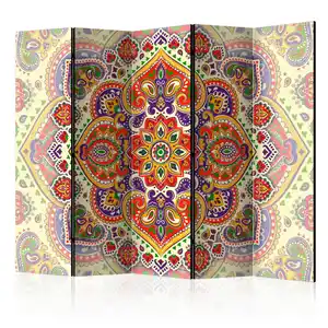 artgeist Paravent, Mehrfarbig, Holz, Textil, Kiefer, massiv, Mandala, 225x172x3 cm, Motiv auf Vorder- und Rückseite, Wohnzimmer, Raumteiler & Paravents, Paravents