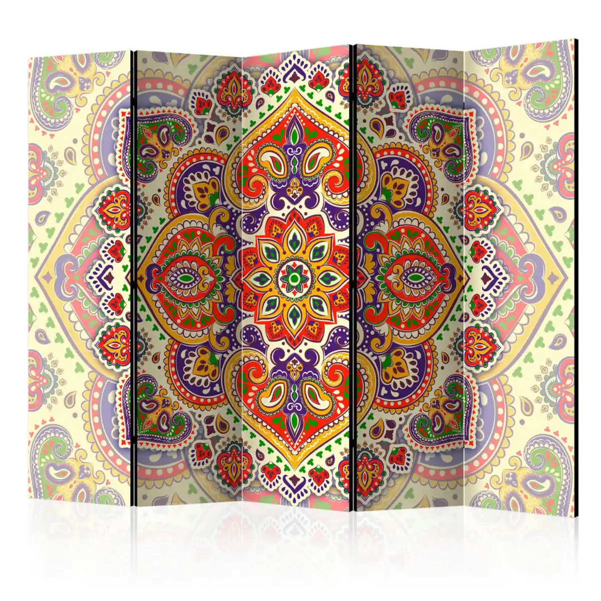 Bild 1 von artgeist Paravent, Mehrfarbig, Holz, Textil, Kiefer, massiv, Mandala, 225x172x3 cm, Motiv auf Vorder- und Rückseite, Wohnzimmer, Raumteiler & Paravents, Paravents