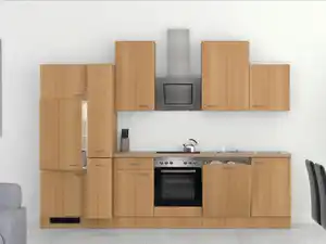 Küchenblock in Buche inkl. Geräte und Spüle 'Nano', Buchefarben