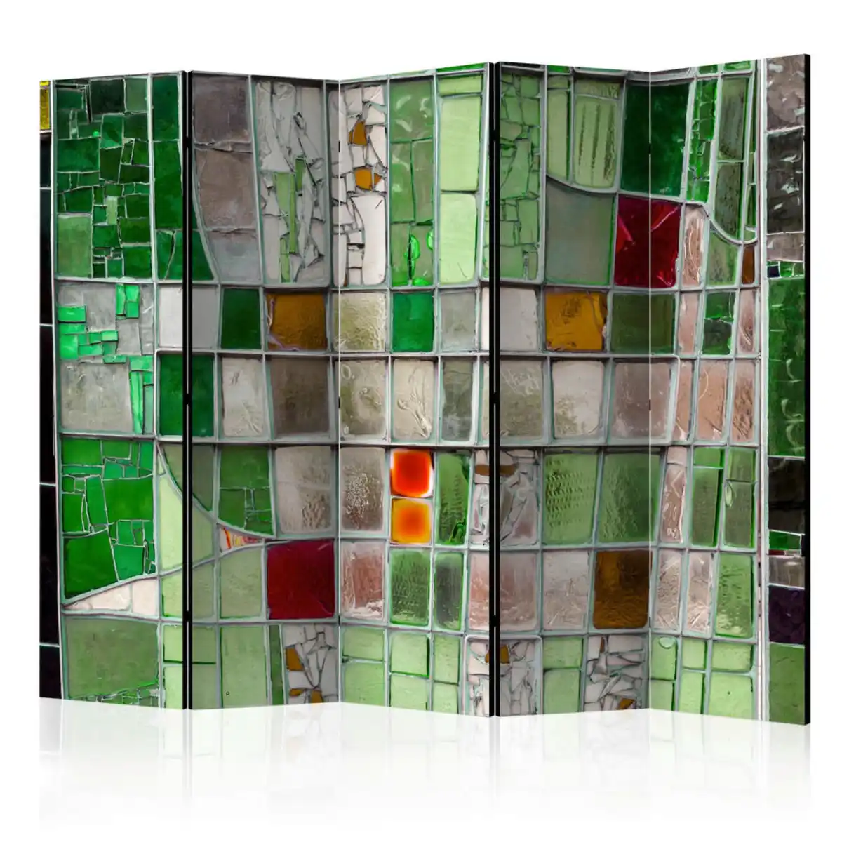 Bild 1 von artgeist Paravent, Beige, Smaragdgrün, Holz, Textil, Kiefer, massiv, Abstraktes, 225x172x3 cm, Motiv auf Vorder- und Rückseite, Wohnzimmer, Raumteiler & Paravents, Paravents
