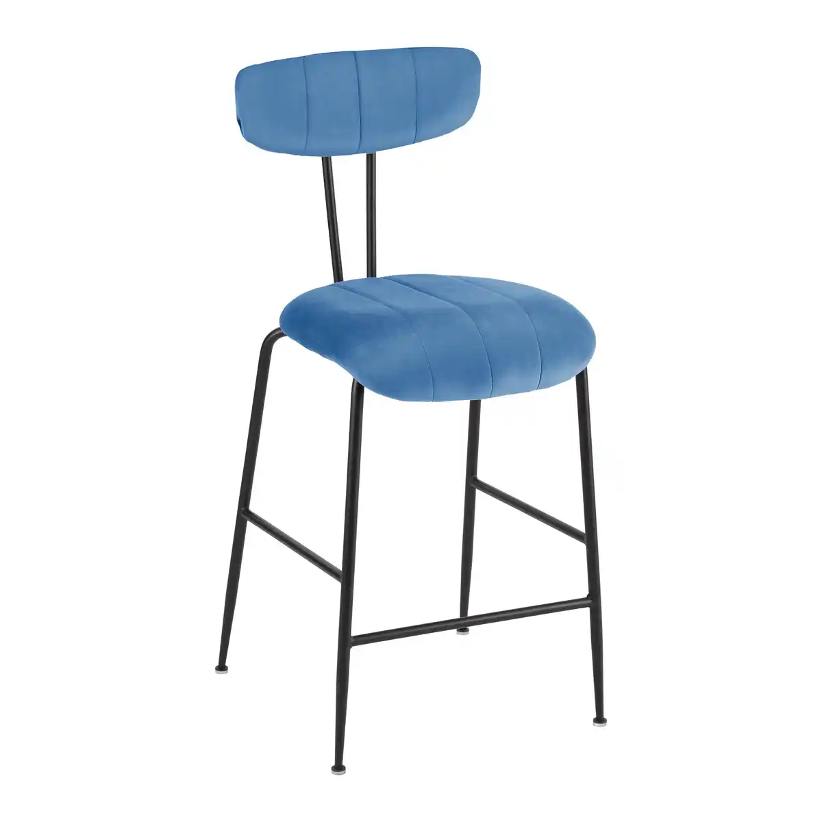 Bild 1 von Barhocker Tylor Blau Samt Gepolstert, Blau