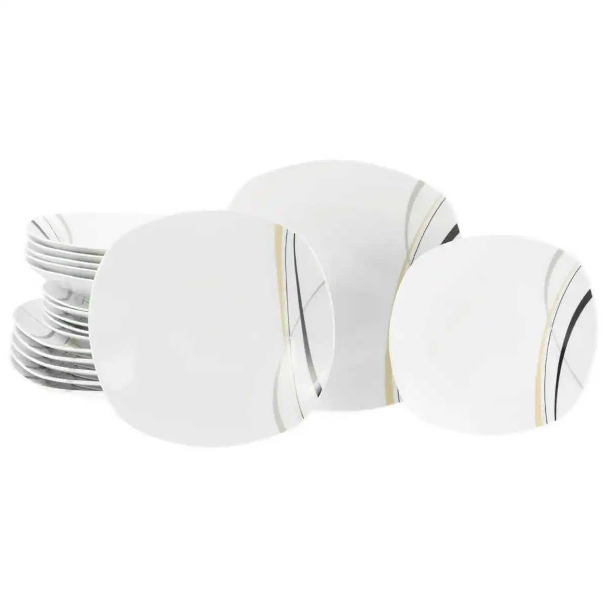 Bild 1 von Creatable Tafelservice Square City Line, Grau, Weiß, Keramik, 18-teilig, Streifen, lebensmittelecht, stapelbar, Essen & Trinken, Geschirr, Geschirr-Sets, Tafelservice