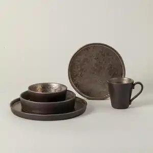 Costa Nova Kombiservice Lagoa, Braun, Bronze, Keramik, 5-teilig, 0,51 ml,0,9 ml, Handmade in Europe, Essen & Trinken, Geschirr, Geschirr-Sets, Kombiservice