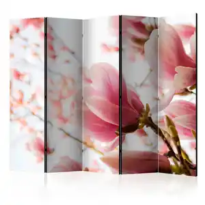 artgeist Paravent, Weiß, Pink, Holz, Textil, Kiefer, massiv, Blume, 225x172x3 cm, Motiv auf Vorder- und Rückseite, Wohnzimmer, Raumteiler & Paravents, Paravents