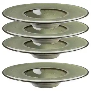 Mäser Tellerset Ambitious, Grün, Keramik, 4-teilig, rund, stapelbar, Essen & Trinken, Geschirr, Geschirr-Sets, Teller-Sets