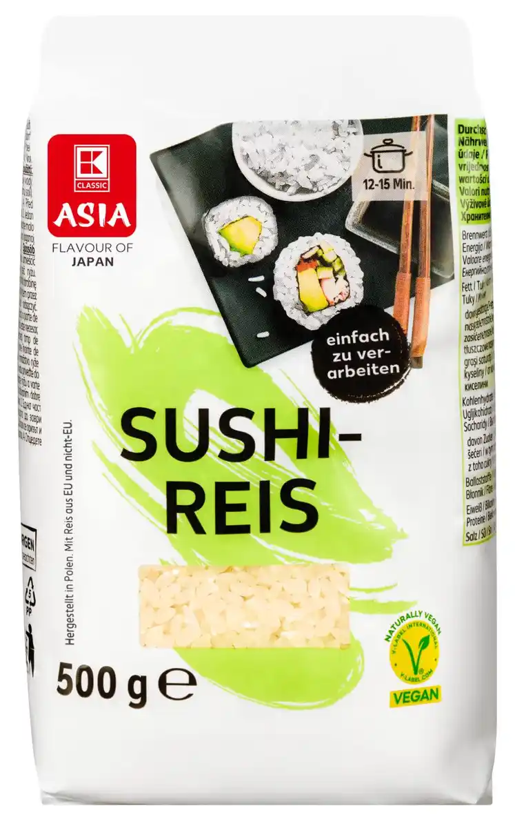 Bild 1 von K-CLASSIC ASIA Sushi-Reis, 500-g-Packg.