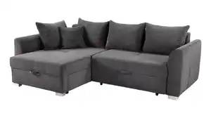 Ecksofa Cord Schlaffunktion Bettkasten grau 236 cm - BOOMER