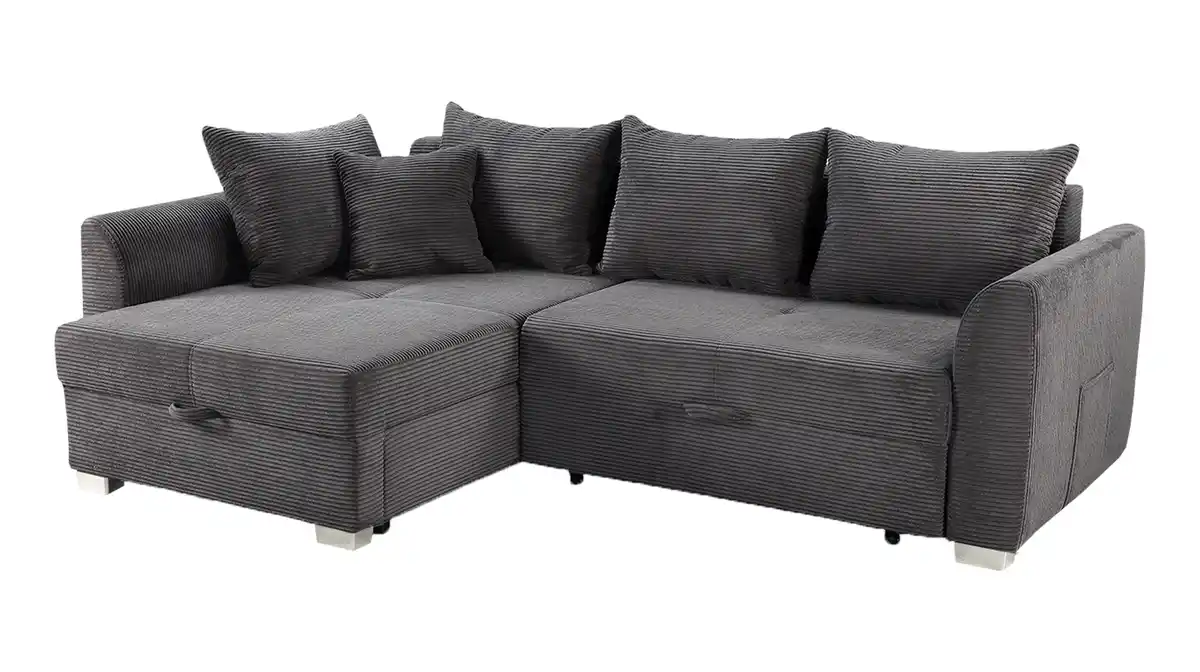 Bild 1 von Ecksofa Cord Schlaffunktion Bettkasten grau 236 cm - BOOMER