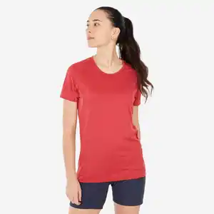 QUECHUA Wandershirt Damen kurzarm Bergwandern - MH100 rot