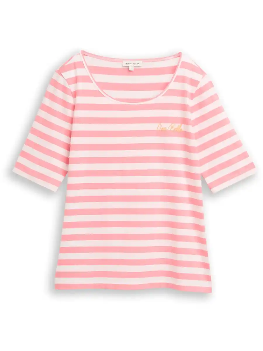 Bild 2 von Damen T-Shirt mit Streifenmuster Pink