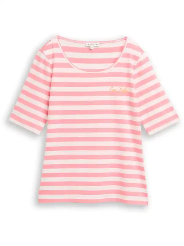 Bild 2 von Damen T-Shirt mit Streifenmuster Pink
