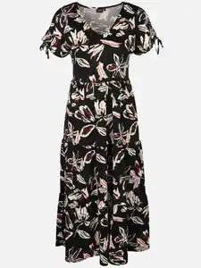 Damen Jersey Kleid mit Alloverprint Schwarz