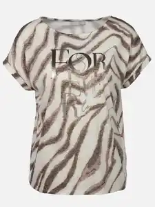 Damen Ausbrenner Shirt mit Alloverprint Beige