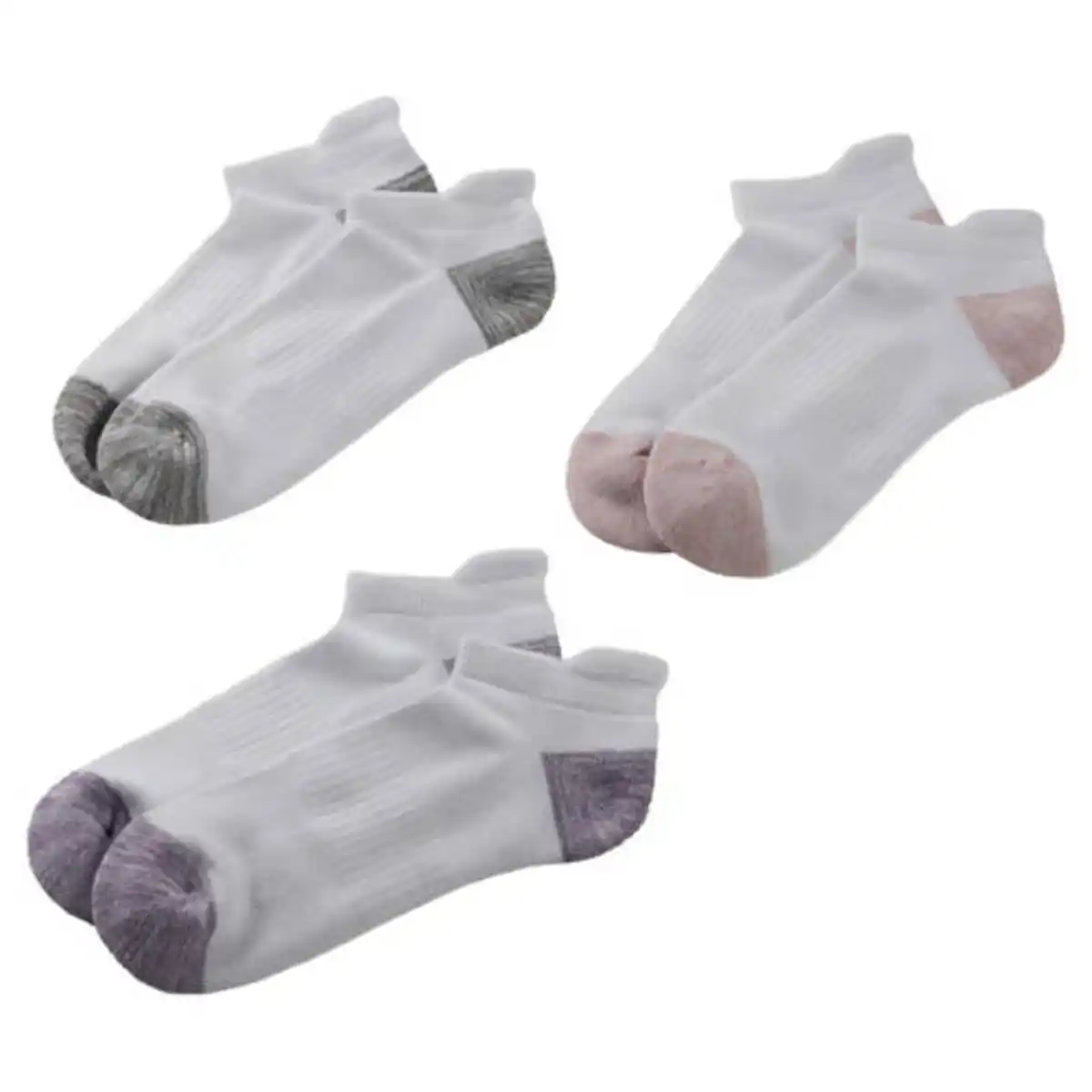 Bild 1 von CRANE Damen-/Herren-Fitnesssocken 3er-Pack, Knöchel, Grau/Lila/Rot, 35/38