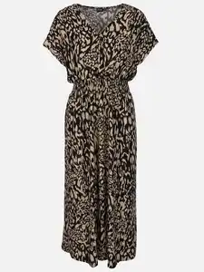 Damen Maxikleid mit Musterprint Schwarz