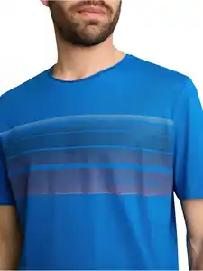 Herren T-Shirt mit grafischem Brustprint Blau