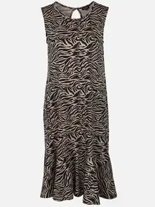 Damen Jerseykleid mit Alloverprint Schwarz