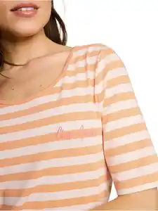Damen T-Shirt mit Streifenmuster Orange