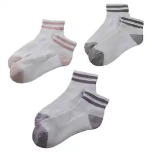 CRANE Damen-/Herren-Fitnesssocken 3er-Pack, Low cut, Grau/Lila/Rot, 35/38