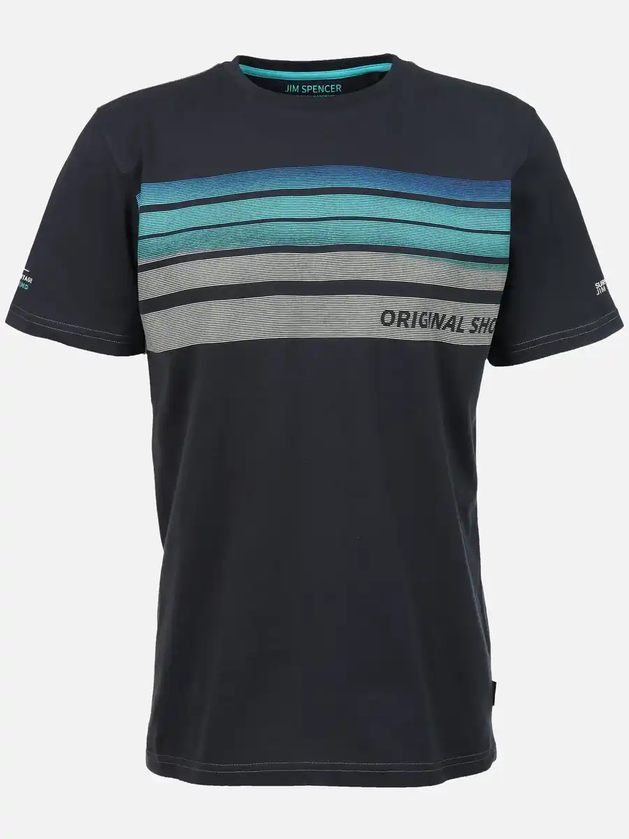 Bild 1 von Herren T-Shirt mit Streifenpartie Blau