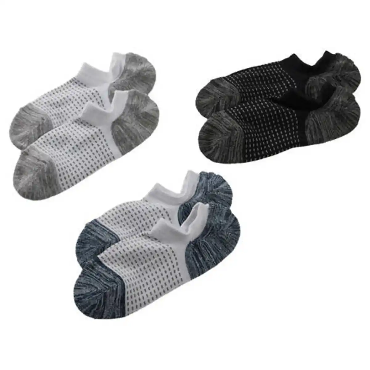 Bild 1 von CRANE Damen-/Herren-Fitnesssocken 3er-Pack, No Show, Weiß/Bl./Schw., 35/38