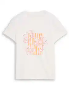 Damen T-Shirt mit floralem Print Weiß