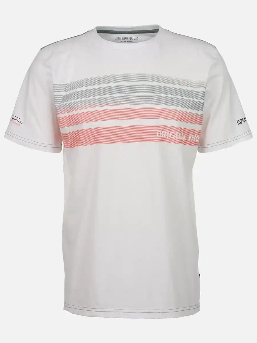 Bild 1 von Herren T-Shirt mit Streifenpartie Weiß