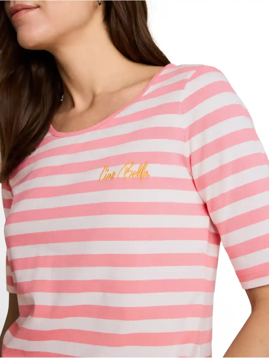 Bild 1 von Damen T-Shirt mit Streifenmuster Pink