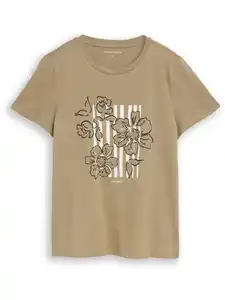 Damen T-Shirt mit floralem Print Grün