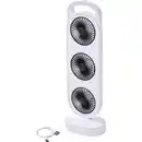 Bild 1 von Wiederaufladbarer Tischventilator weiß, mit 3 Lüftern und USB‑C