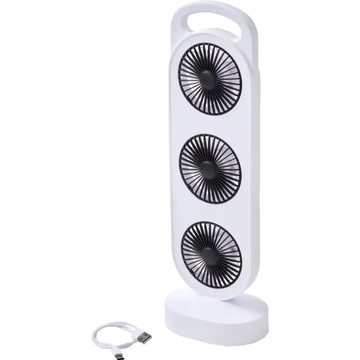 Bild 1 von Wiederaufladbarer Tischventilator weiß, mit 3 Lüftern und USB‑C