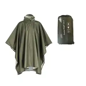 Poncho 3‑in‑1 grün Onesize wasser- und winddicht mit Kapuze