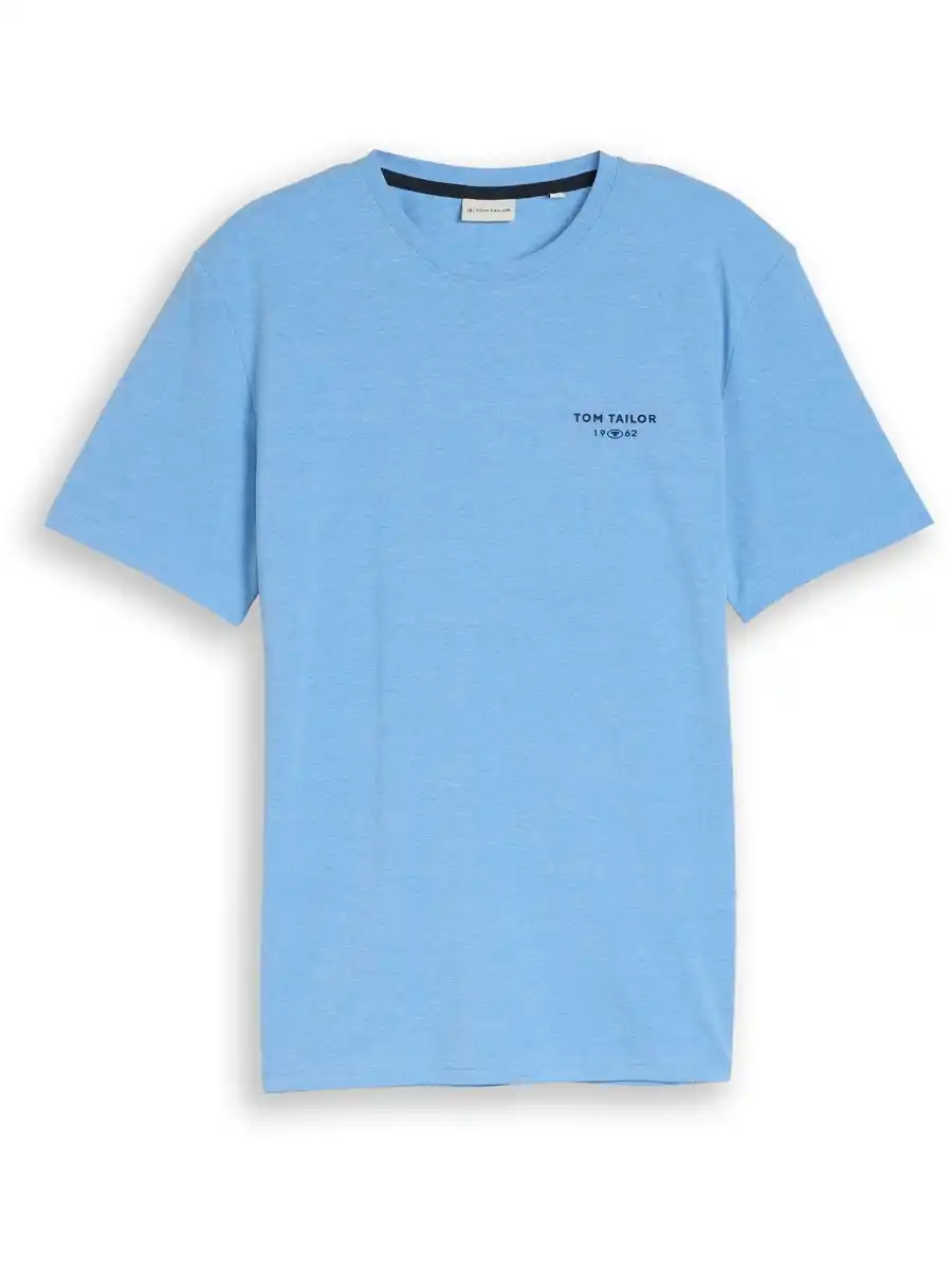 Bild 2 von Herren T-Shirt in melierter Piqué-Optik Blau