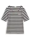 Bild 1 von Damen T-Shirt mit Streifenmuster Schwarz