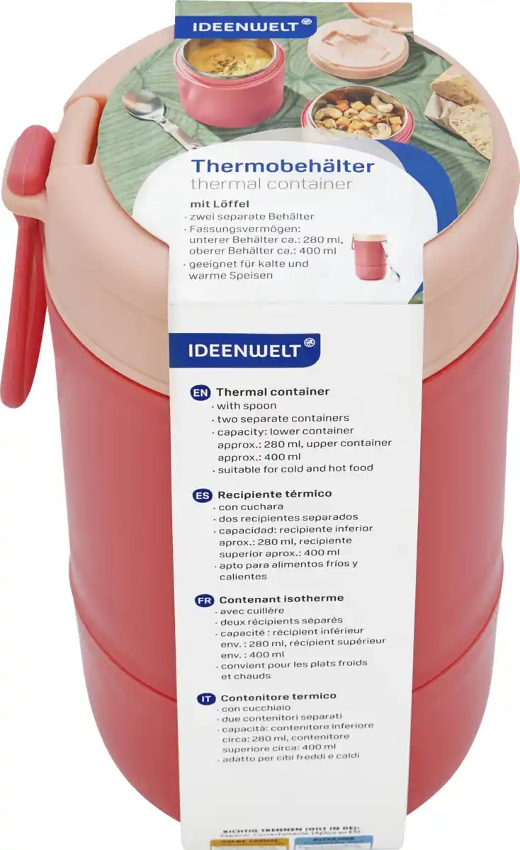 Bild 2 von IDEENWELT 2 in 1 Thermobehälter mit Löffel rot