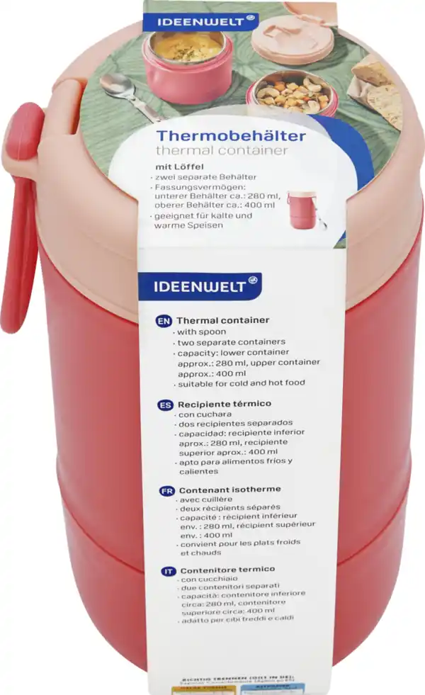 Bild 2 von IDEENWELT 2 in 1 Thermobehälter mit Löffel rot
