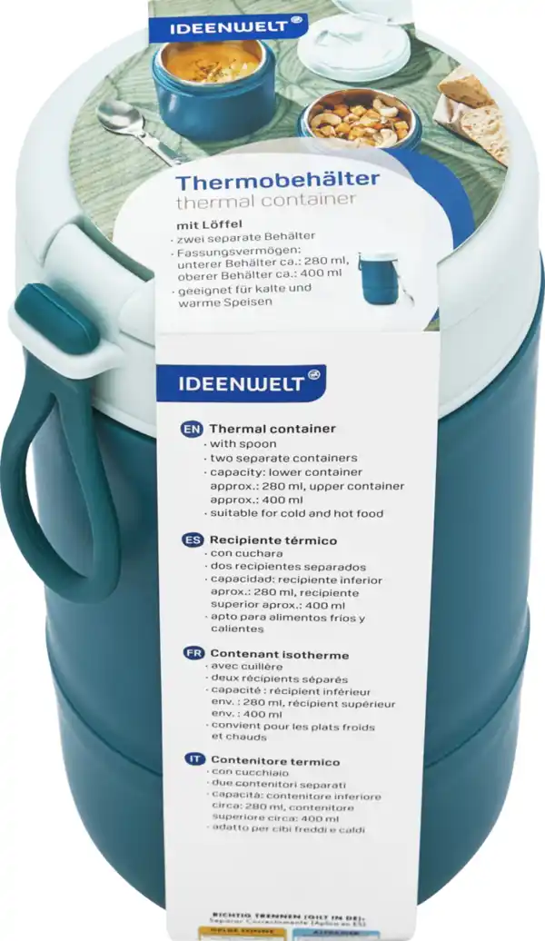 Bild 2 von IDEENWELT 2 in1 Thermobehälter mit Löffel blau
