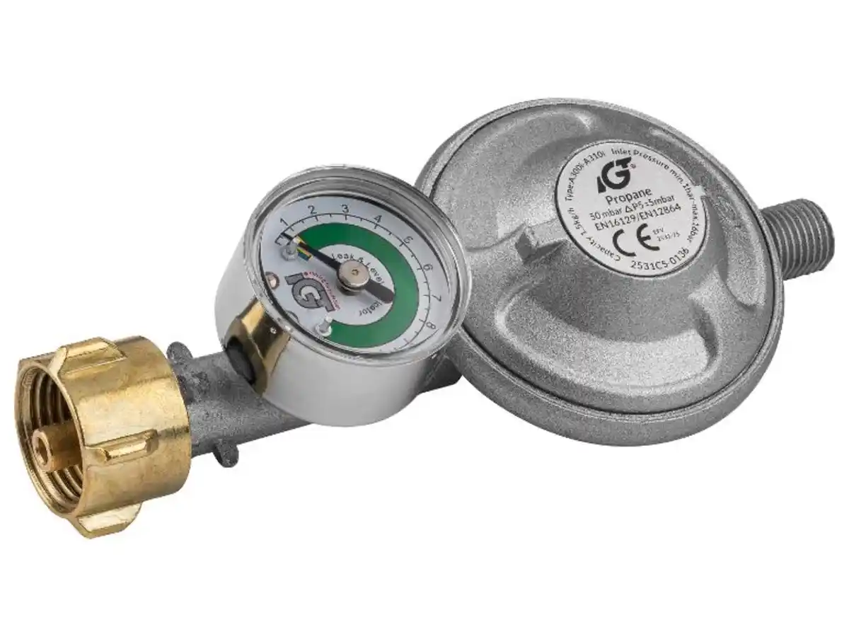Bild 1 von GRILLMEISTER Gasdruckregler mit Manometer / Gasdruckregler mit Anschlussschlauch / Gasanschlussschlauch