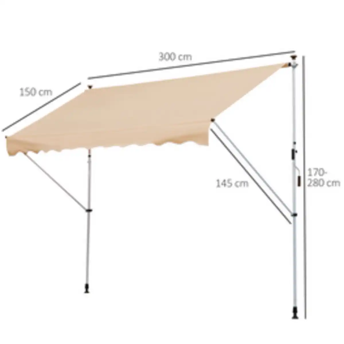Bild 3 von Outsunny Klemmmarkise, BxL: 300 x 150 cm, Aluminium/Stahl/Polyester
