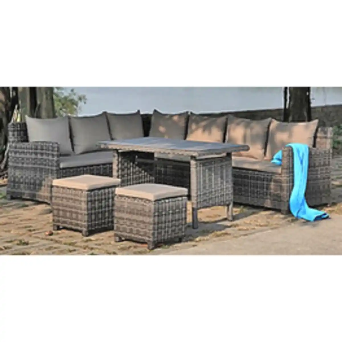 Bild 1 von GARDEN PLEASURE Eckloungeset »Oviedo«, 8 Sitzplätze, Aluminium/Kunststoff/Polyester, inkl. Auflagen