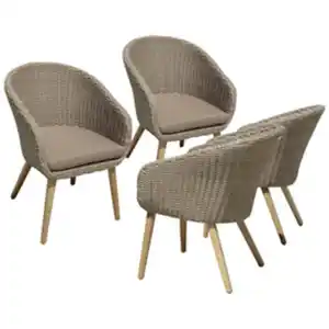 Gartenstuhl-Set, 4 Sitzplätze, Akazienholz/rattan