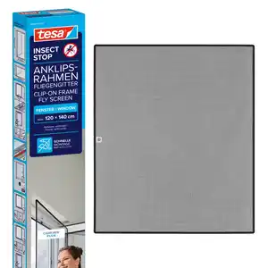 tesa Anklipsrahmen Fliegengitter 120 x 140 cm anthrazit