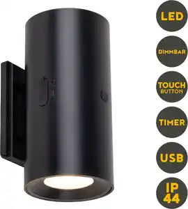 Light & More LED Akku-/Außenwandleuchte Bulk schwarz