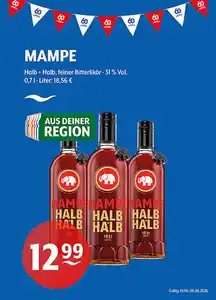 MAMPE Halb + Halbfeiner Bitterlikör 31 % Vol.